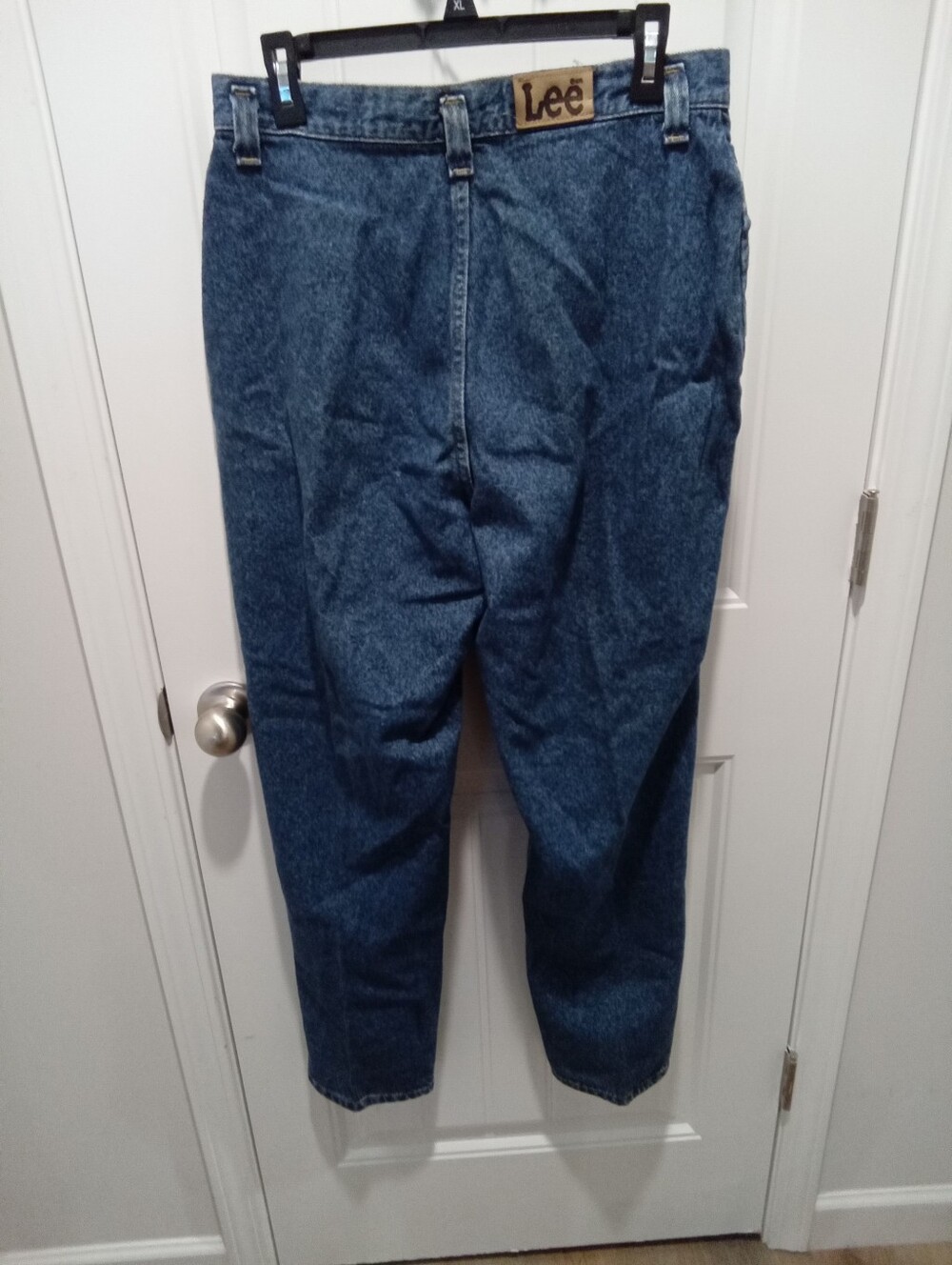 Vintage 80's Lee Jeans Sz 32"-12 Ins 30" High-Rise Pleated Waist-Pocketless Back - Picture 9 of 14